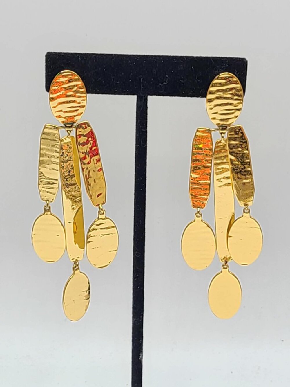 J Crew Articulated Geo Gold Tone Chandelier Earrings